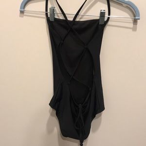 Beach riot black one piece. Lace up back